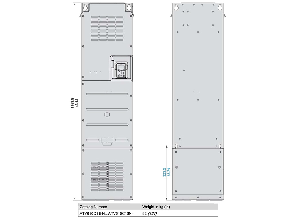 Kích thước Schneider ATV610C13N4 - Biến tần 3P 132kW (178HP)