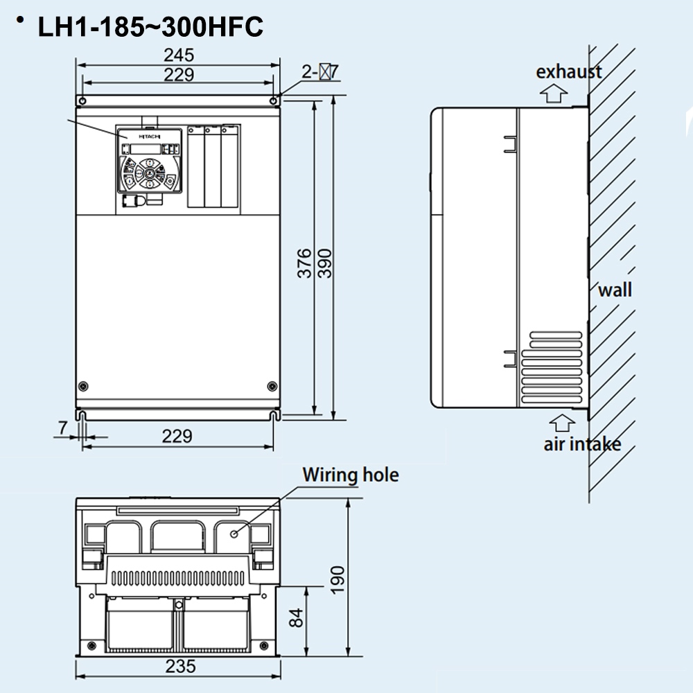 Kích thước Biến tần Hitachi LH1-300HFC 30 kW 40 HP