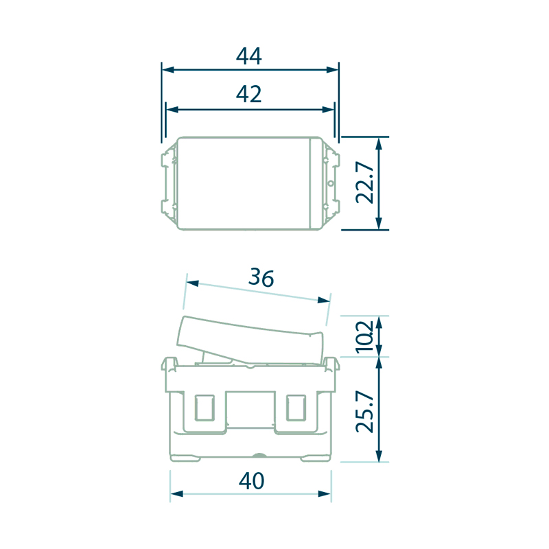 Kích thước Panasonic WEVH5033-7 : Công tắc 2 tiếp điểm