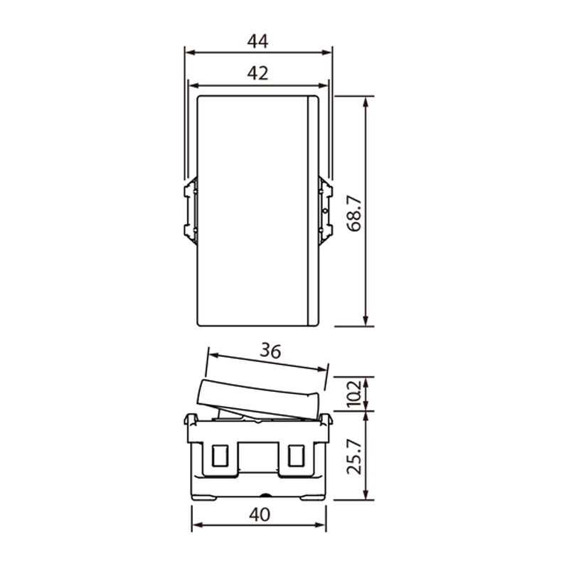 Kích thước Panasonic WEVH5511 : Công tắc 1 chiều