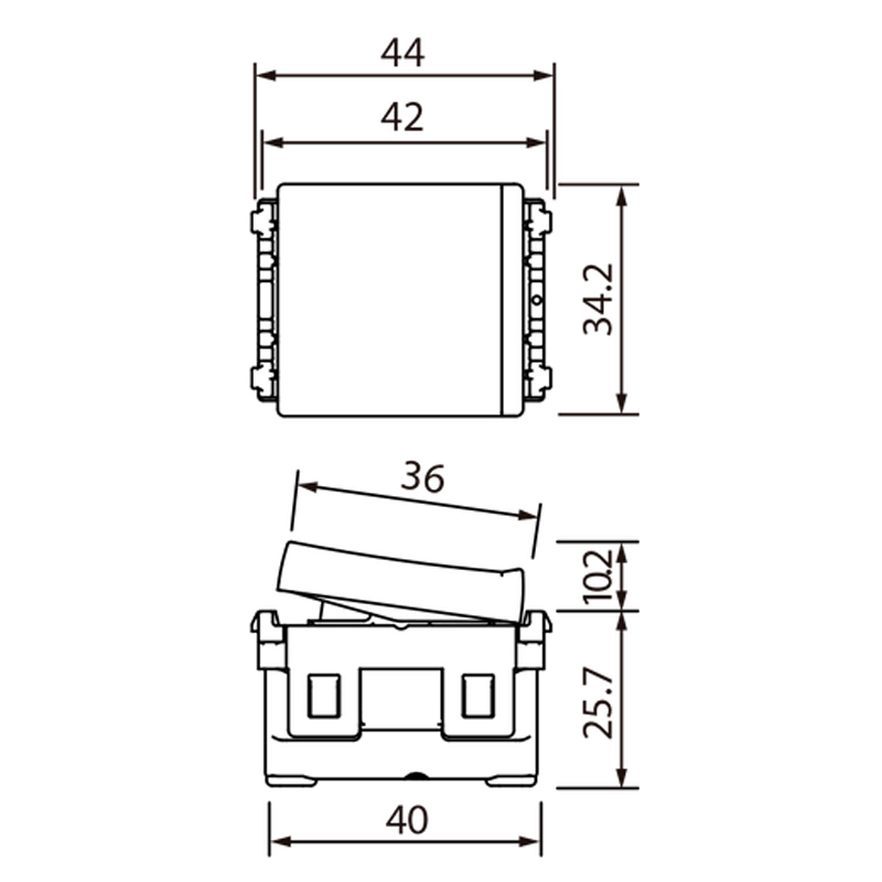 Kích thước Panasonic WEVH5521 : Công tắc 1 chiều