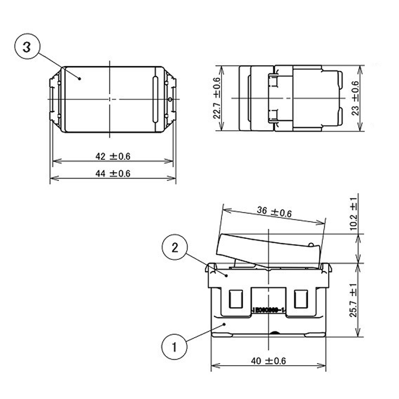 Kích thước Panasonic WEVH5531-7K : Công tắc 1 chiều