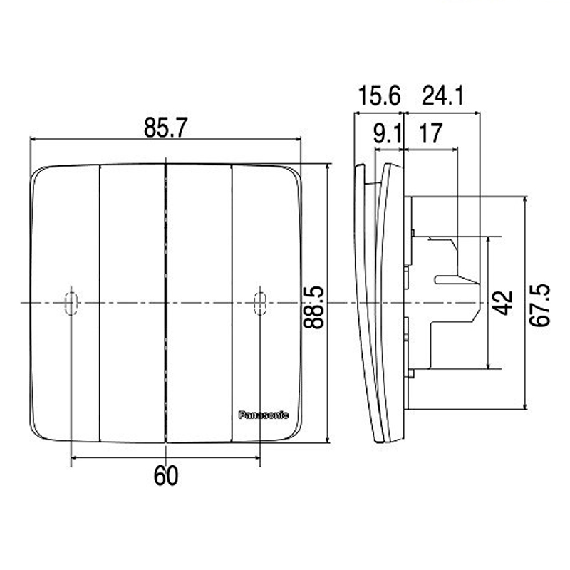 Kích thước Panasonic WMT507MYH-VN : Công tắc 1 chiều