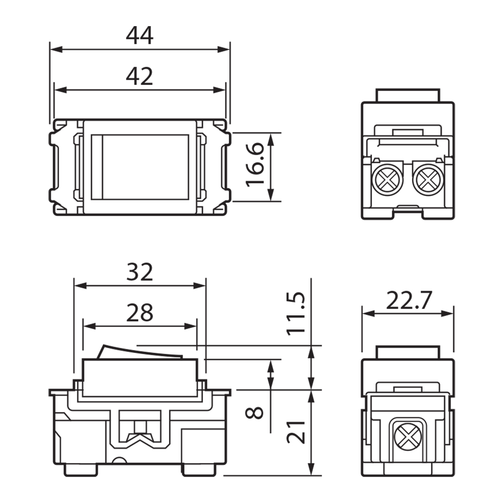 Kích thước Panasonic WEG55317MH : Công tắc 1 chiều