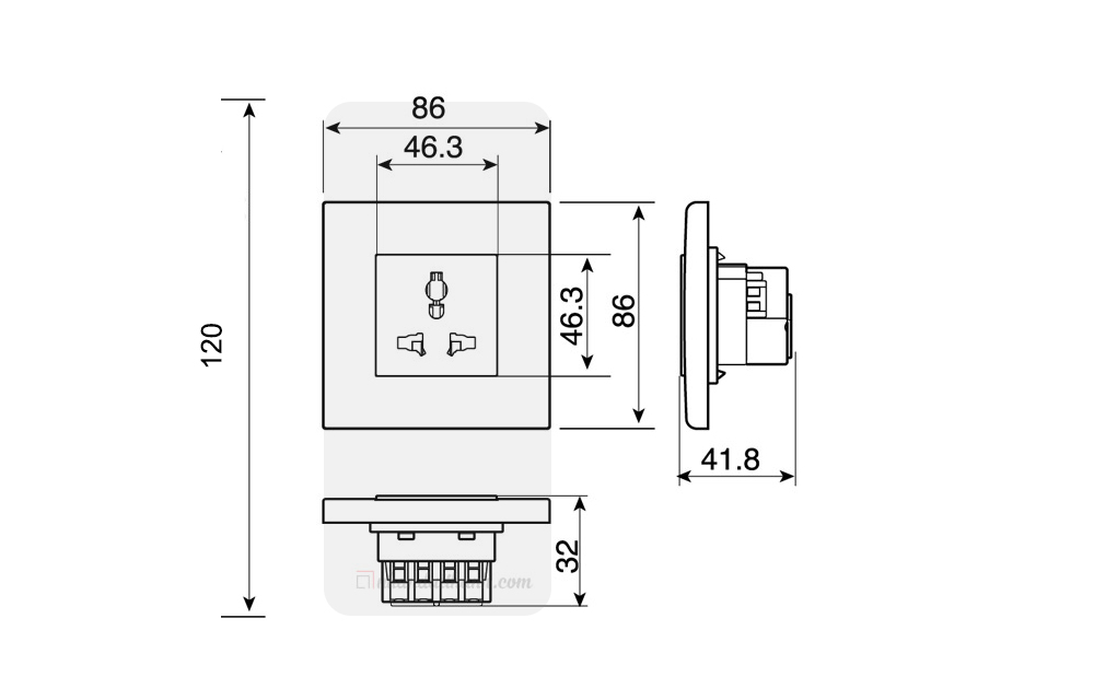 Kích thước Panasonic WEGP1041SW-1 : Ổ cắm đa năng