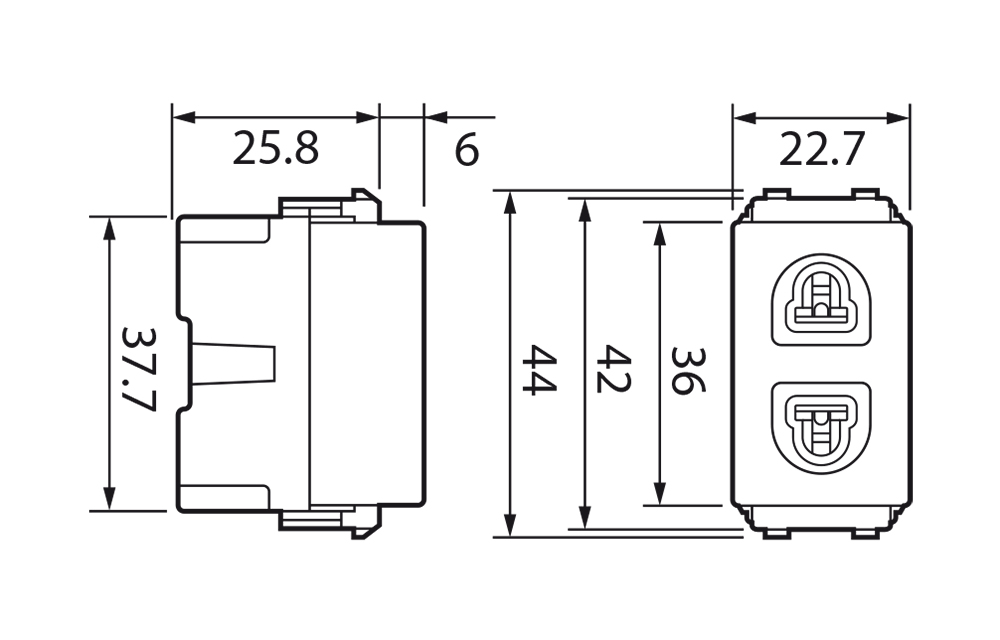 Kích thước Panasonic WEV1081-7H : Ổ cắm đơn