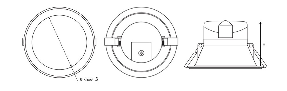 Kích thước Nanoco NDL146 : Đèn Led Downlight đơn màu 14W