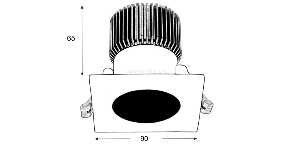 Kích thước Paragon CRDC90L3/42 : Đèn Downlight âm trần chiếu điểm 3W