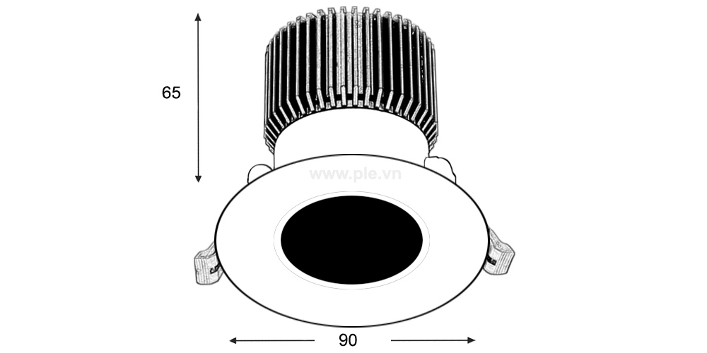 Kích thước Paragon CRDB90L3/42 : Đèn Downlight âm trần chiếu điểm 3W