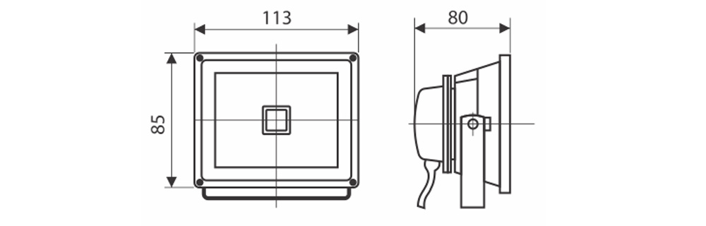 Kích thước Paragon POLH5065/30 : Đèn Led Pha ngoài trời 50W