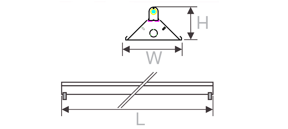 Kích thướcDuhal DDK118 : Đèn máng Led chữ V 1x18W