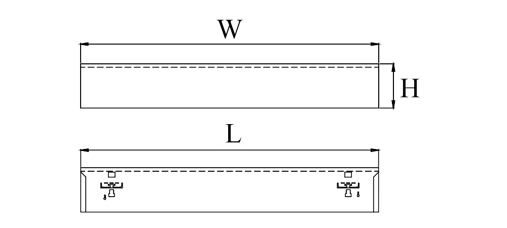 Kích thướcDuhal LLN6209 : Đèn máng Led tán quang lắp nổi 2x9W