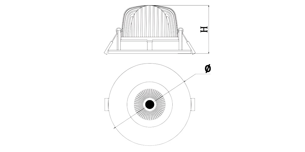 Kích thướcDuhal DFA0303 : Đèn Led Downlight chiếu sâu 30W