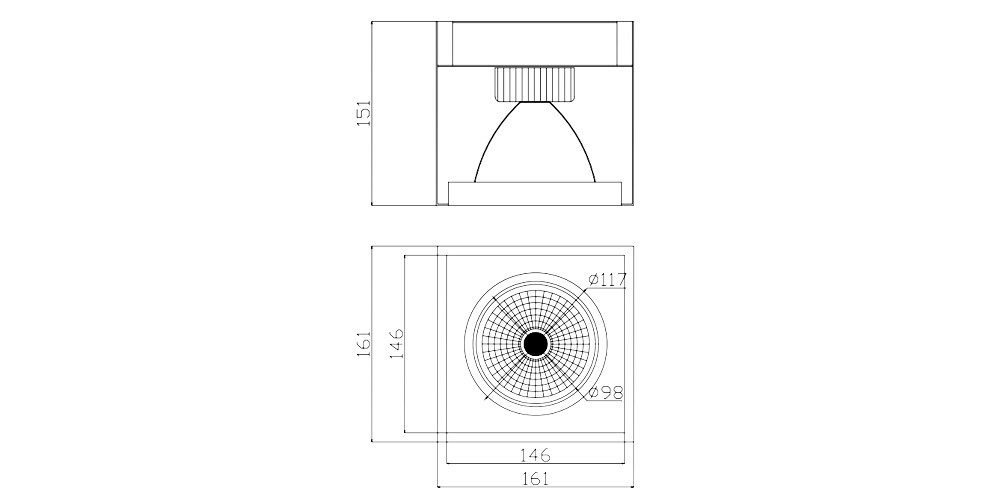 Kích thướcDuhal DFB1101 : Đèn Led Downlight gắn nổi chiếu sâu  10W