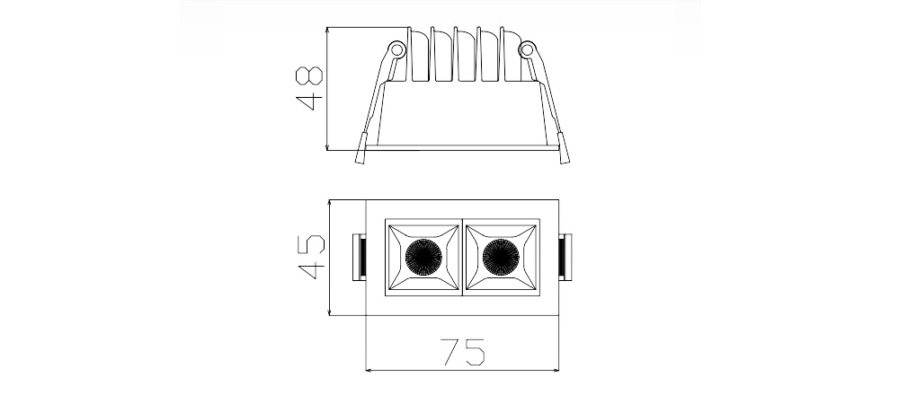 Kích thước Duhal DFA0032 : Đèn chiếu sâu mini 6W