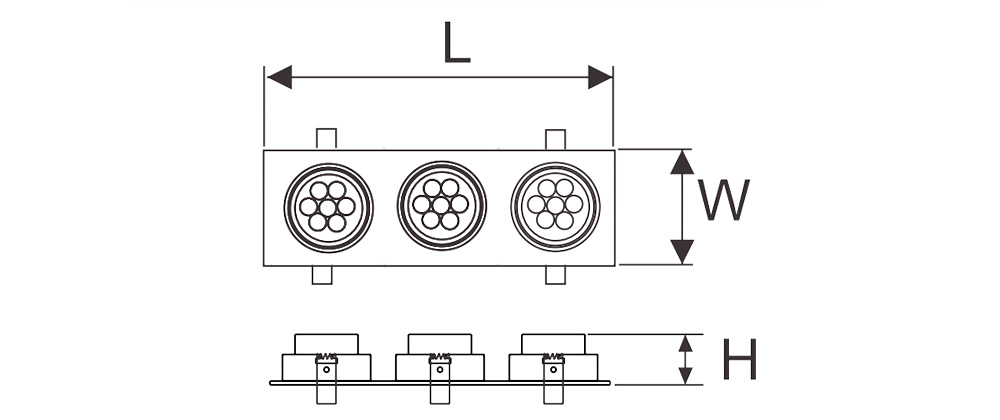 Kích thước Duhal SDFC207 : Đèn Led âm trần chiếu điểm 21W