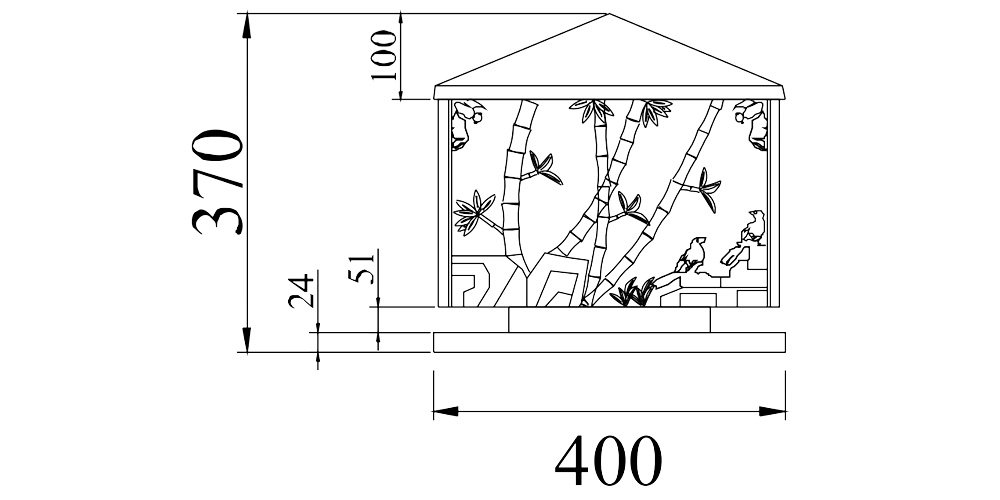 Kích thước Duhal DVA0121 : Đèn Led Trụ Cổng 12W