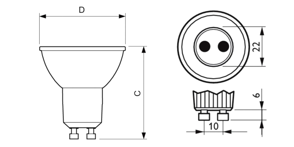 Kích thướcBóng đèn Philips - Master LED 5W GU10 36D Dim