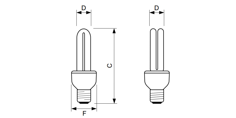 Kích thướcBóng compact Philips - Genie 5W -2U CDL/WW