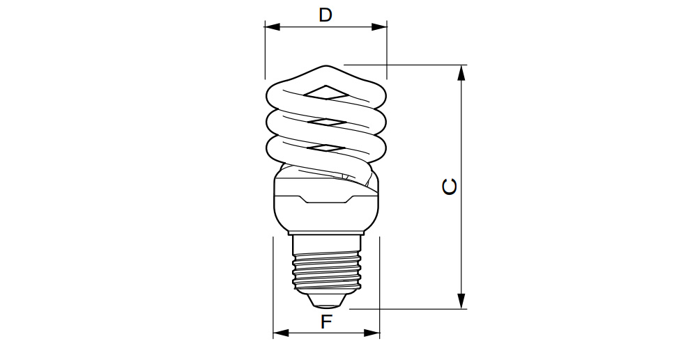 Kích thướcBóng compact xoắn Philips - T2 15W CDL/WW