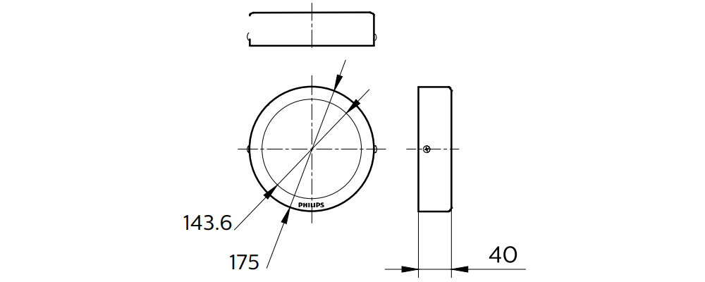 Kích thướcĐèn Downlight Philips - DN027C LED12 D175 15W