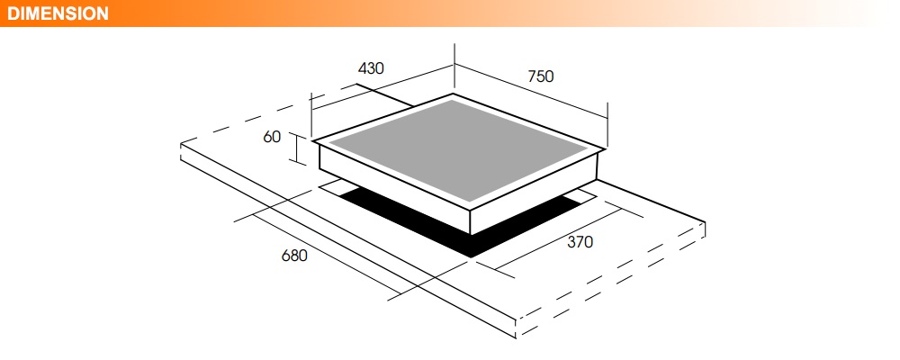 Kích thước Bếp gas âm CANZY CZ 488B