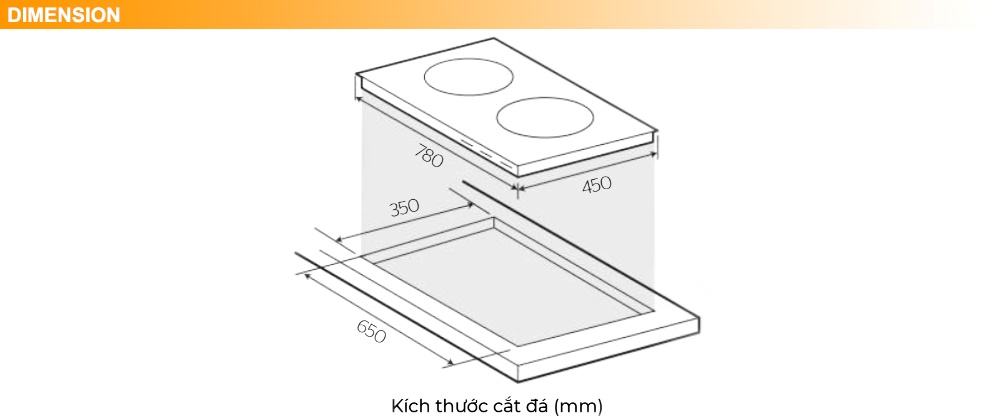 Kích thước Bếp gas âm SUNHOUSE SHB6636