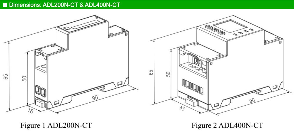 Kích thước: Acrel ADL400N-CT
