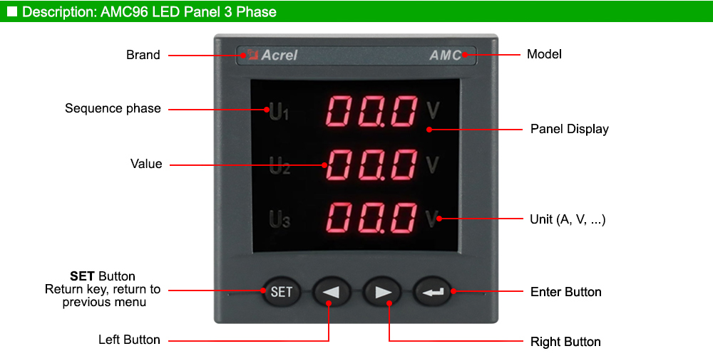 Mô tả: Acrel AMC96-AV3
