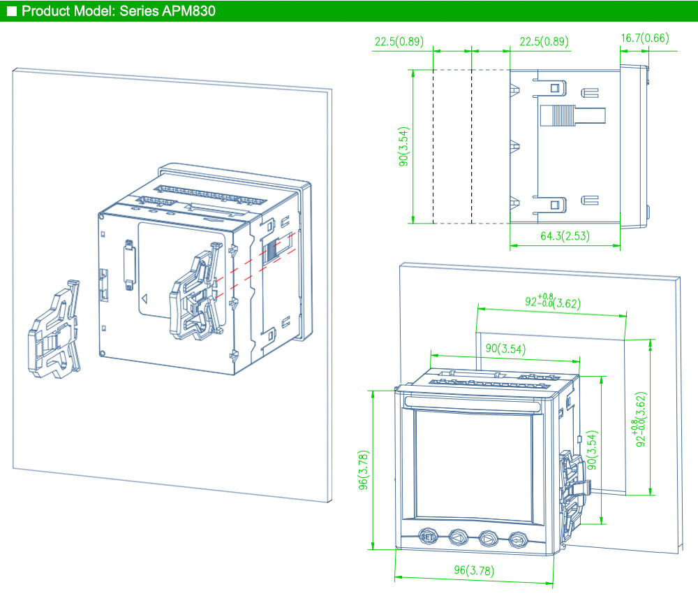 Kích thước: Acrel APM830