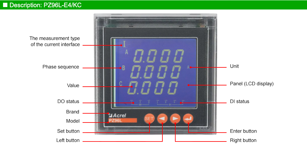 Mô tả: Acrel PZ96L-E4/KC