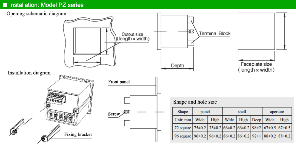 Lắp đặt: Acrel PZ96L-E4/KC