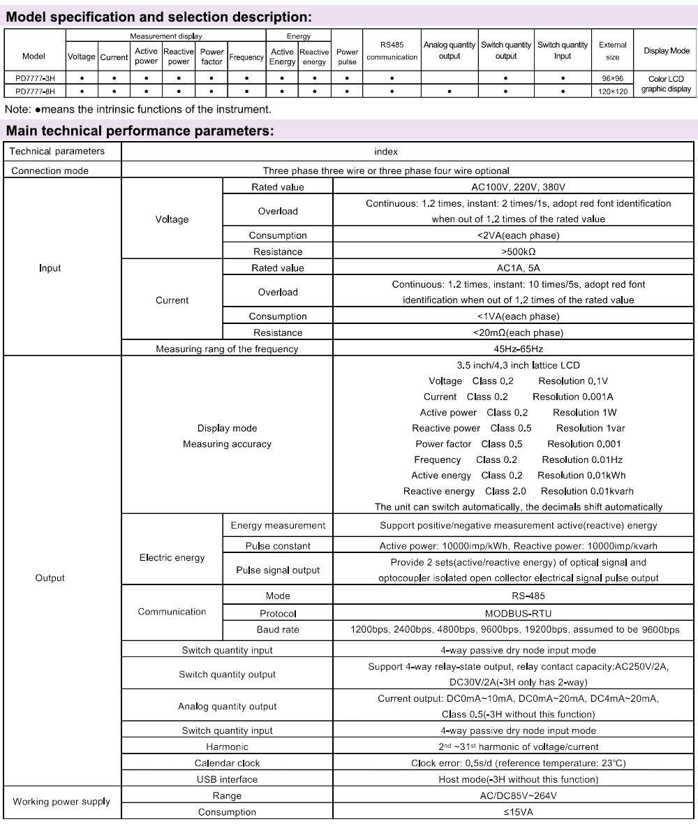 Thông số kỹ thuật CHINT PD7777-3H AC380/220V 1A