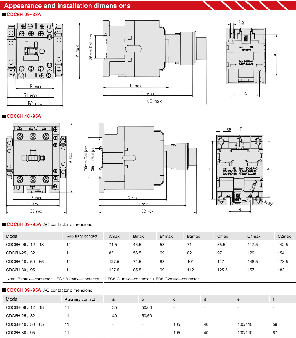 Kích thước : Delixi CDC6H1811M7