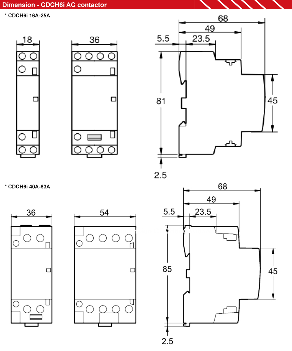 Kích thước : Delixi CDCH6i63220