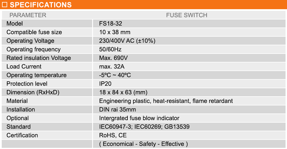 Thông số kỹ thuật: iLEC FS18-32