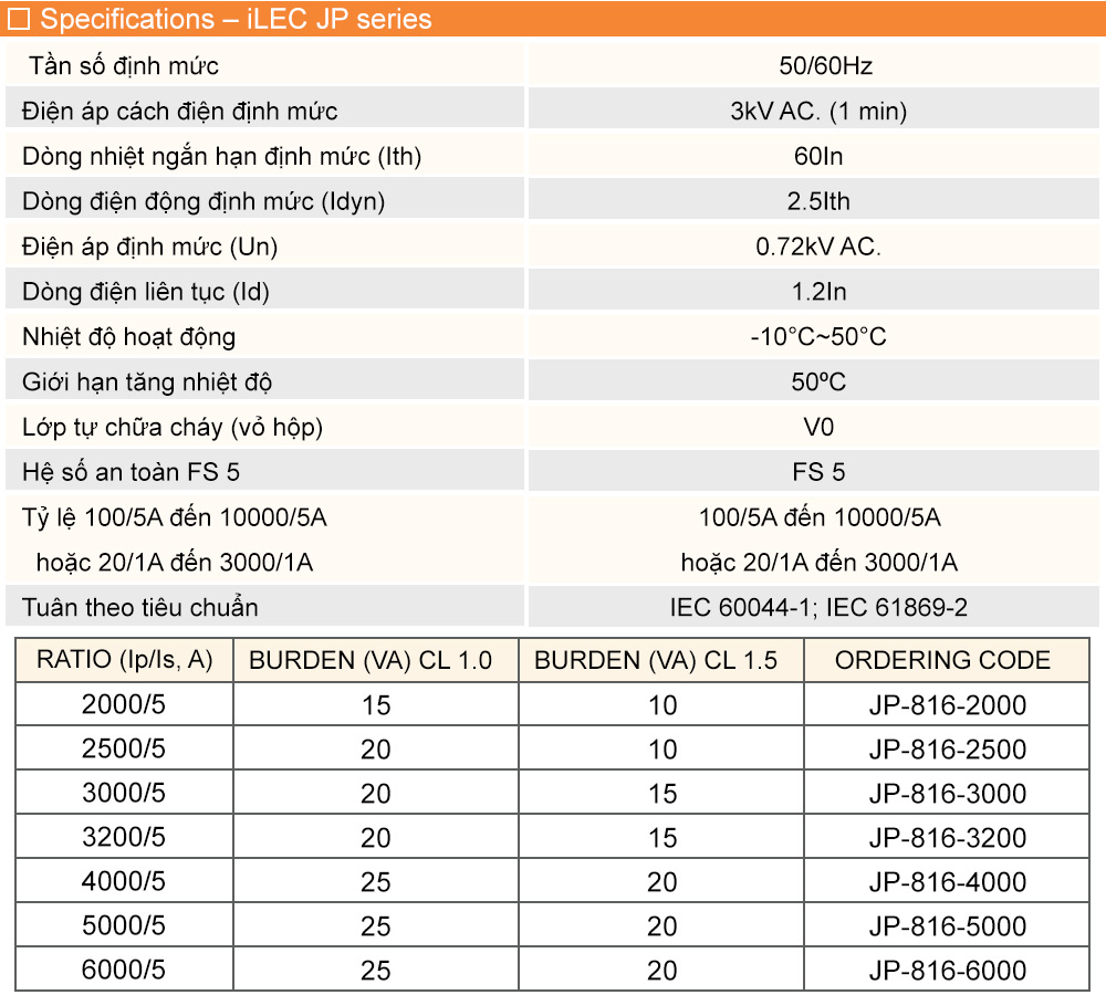 Thông số kỹ thuật: iLEC JP-816