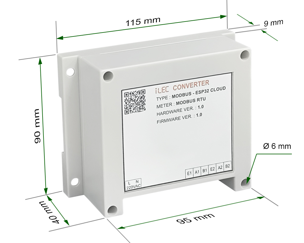 Kích thước: iLEC Modbus ESP32