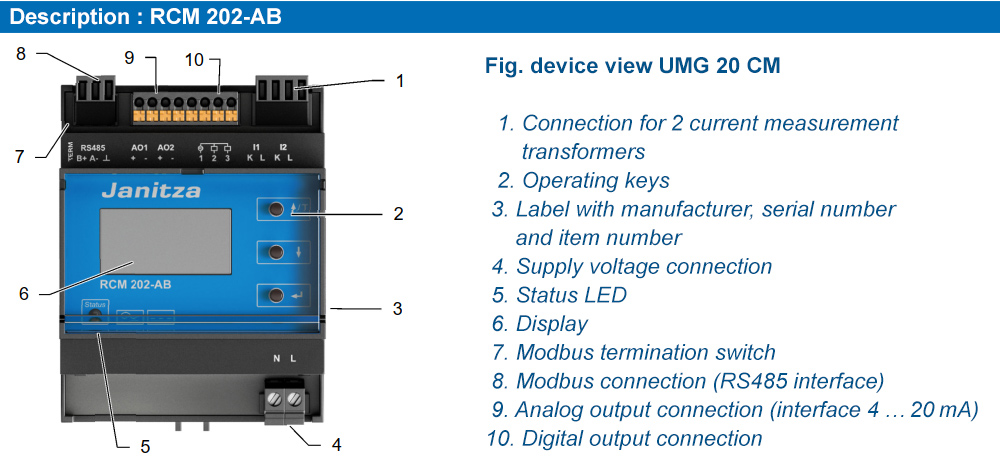 Mô tả : Janitza RCM 202-AB