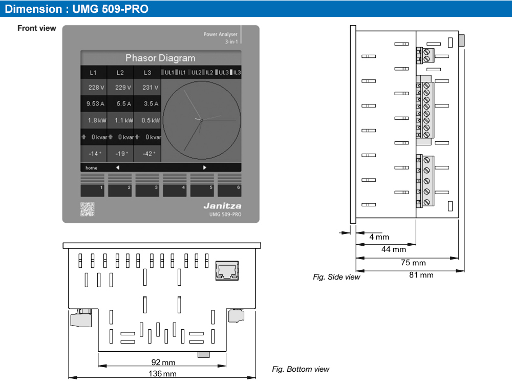 Kích thước : Janitza UMG 509-PRO