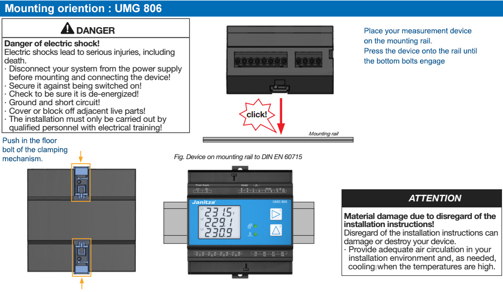 Phương cách lắp đặt : Janitza UMG 806