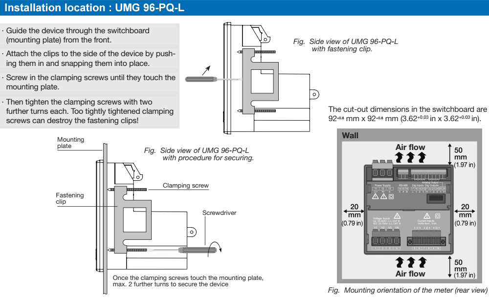 Phương cách lắp đặt : Janitza UMG 96-PQ-L