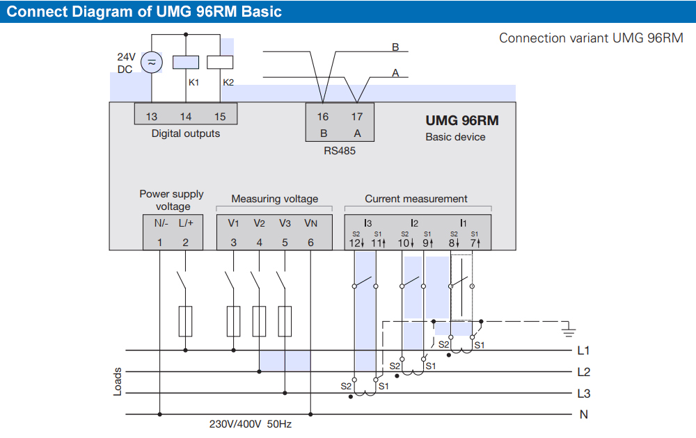 Sơ đồ kết nối : Janitza UMG 96RM