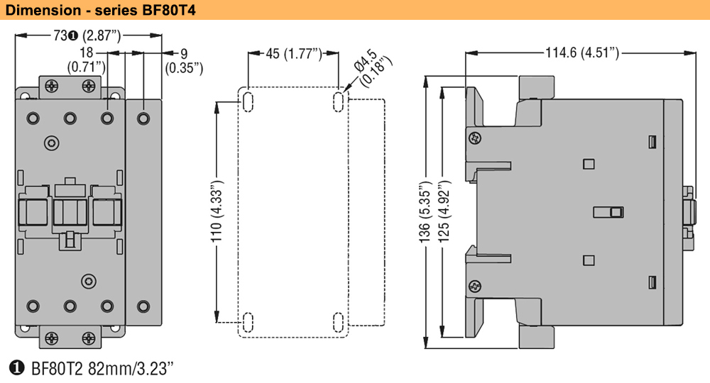 Kích thước Khởi động từ Lovato BF80T4A