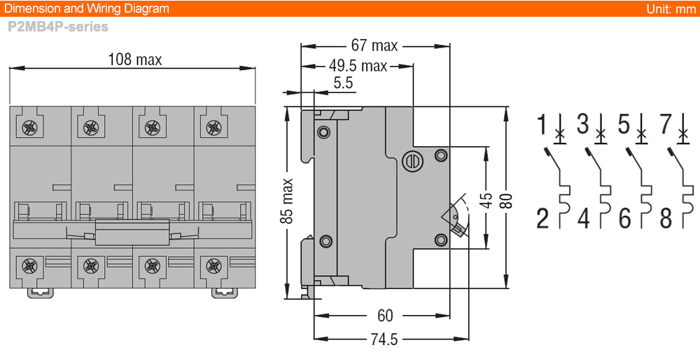 Kích thước Lovato P2MB4PC100 ( MCB )