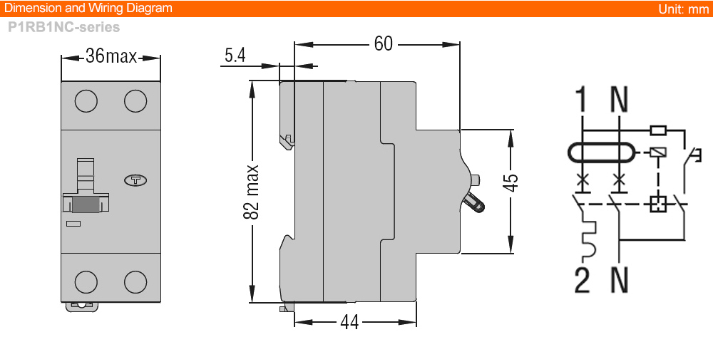 Kích thước Lovato P1RB1NC32AC030 ( RCBO )