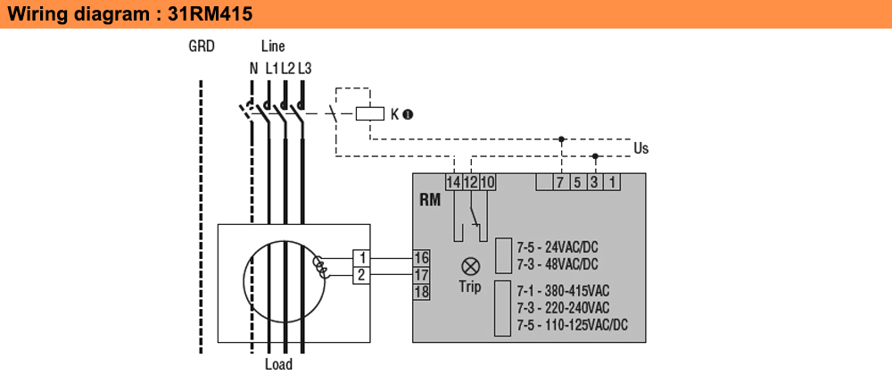 Sơ đồ đấu nối : Lovato relay 31RM415