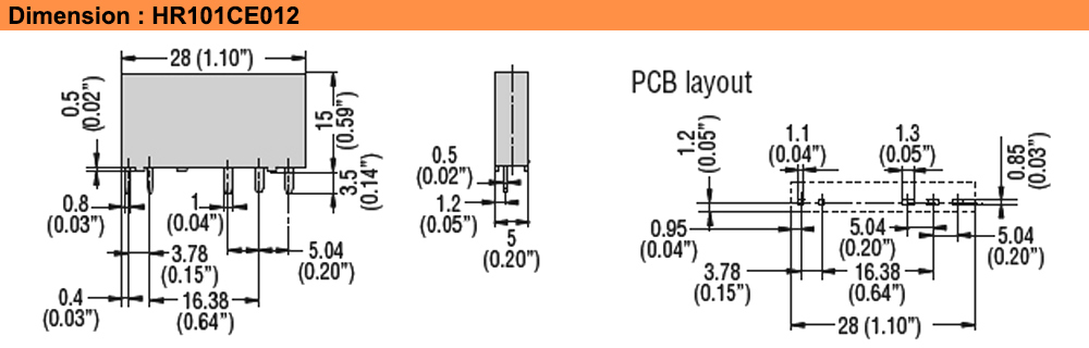 Kích thước : Lovato relay HR101CE012