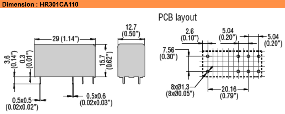 Kích thước : Lovato relay HR301CA110