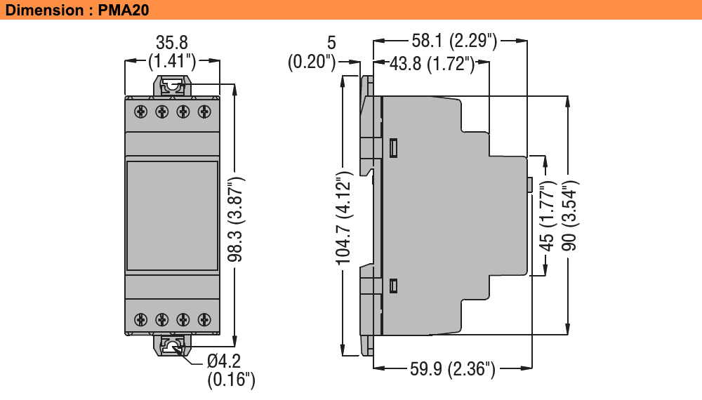 Kích thước : Lovato relay PMA20240